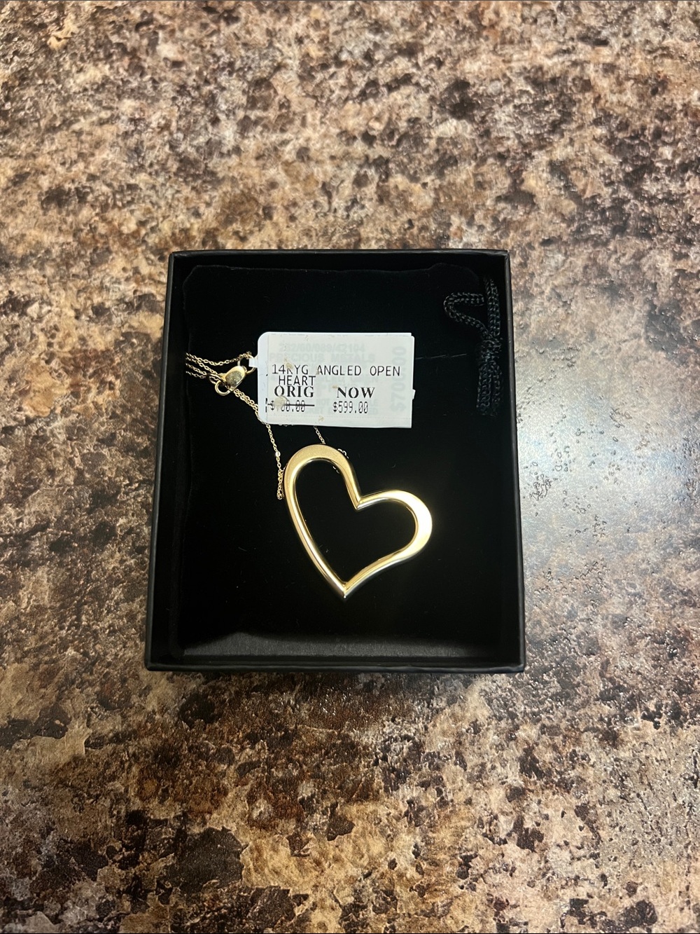 14K Angled Open heart